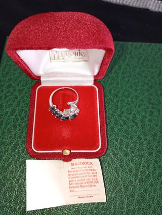 Anillo Plata de Ley con Zafiros Azules