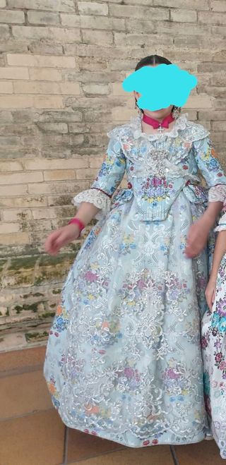 Traje de Fallera niña azul y multicolor