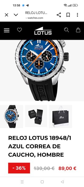Reloj Lotus Chronograph Azul Caucho Hombre