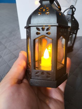 20 Lanterne Nere con Candela LED