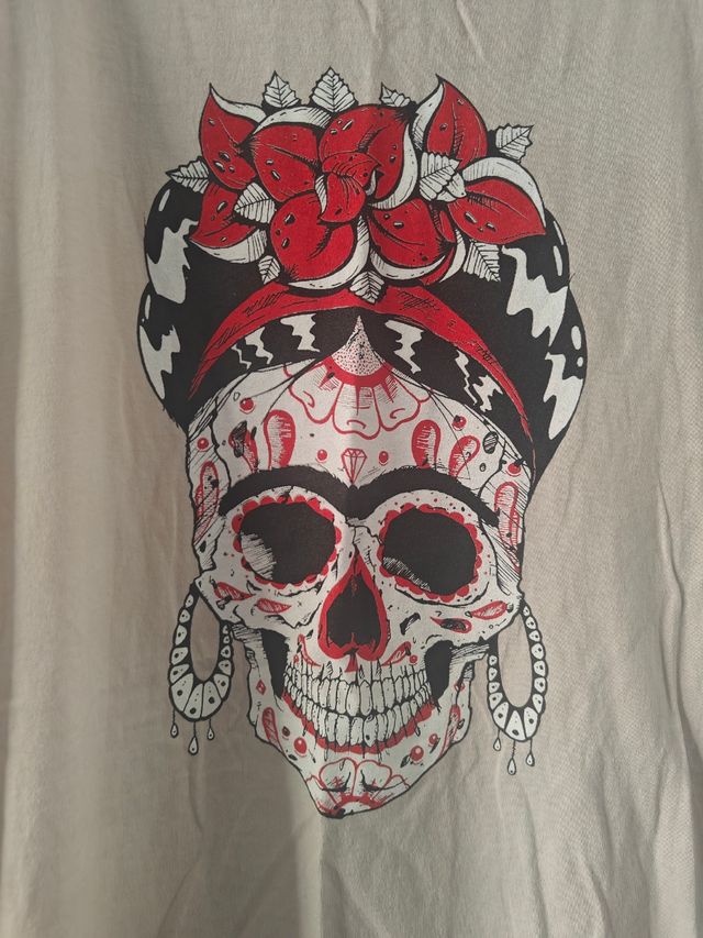 Vestido beige Frida calavera talla única
