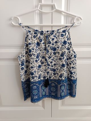 Blusa Estampada Azul y Blanca