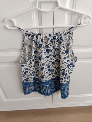 Blusa Estampada Azul y Blanca