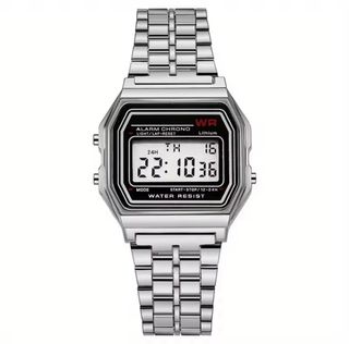 Reloj plateado digital 
