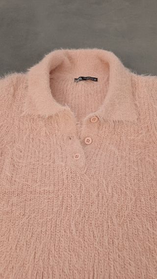Jersey Zara Rosa Peludo Manga Corta
