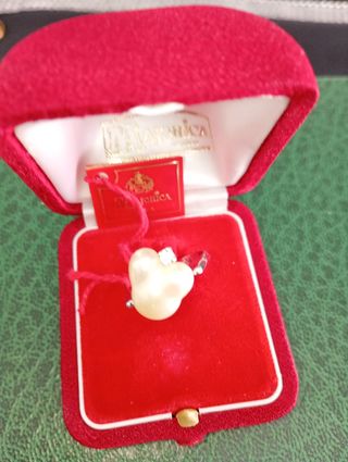 Anillo Plata Corazón Perla y Circonita