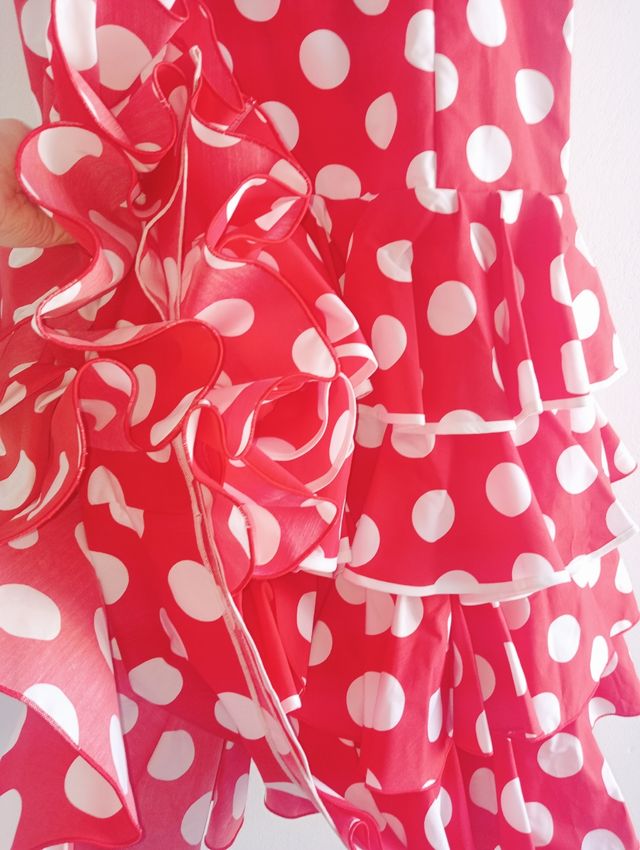 Falda flamenca lunares roja y blanca