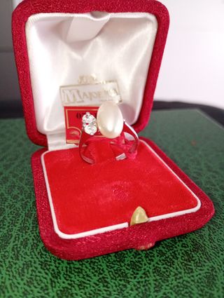 Anillo Plata de Ley Majorica Perla y Circonita