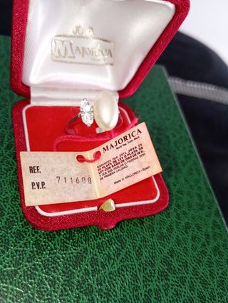 Anillo Plata de Ley Majorica Perla y Circonita