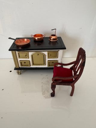 Cocina y Silla Muñecas Miniatura