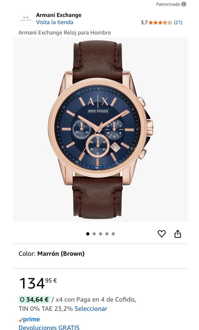 Reloj Armani Exchange Hombre Azul/Dorado