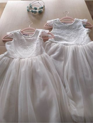 2 Vestidos de Arras Niña Blancos y Azules