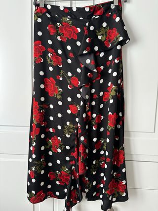 Falda Zara Flamenco Volante Lunares Talla S