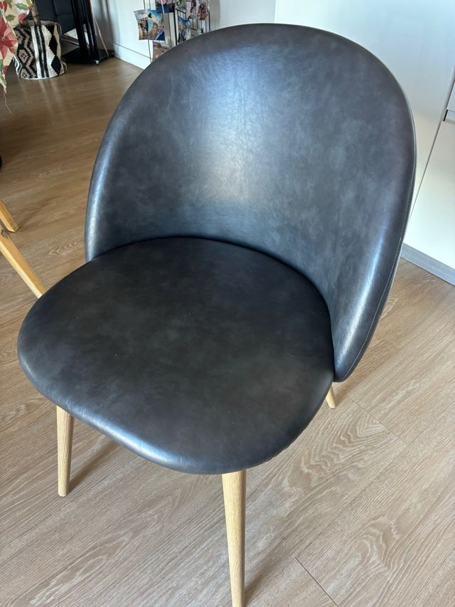  Silla Maisons du Monde Piel Negra