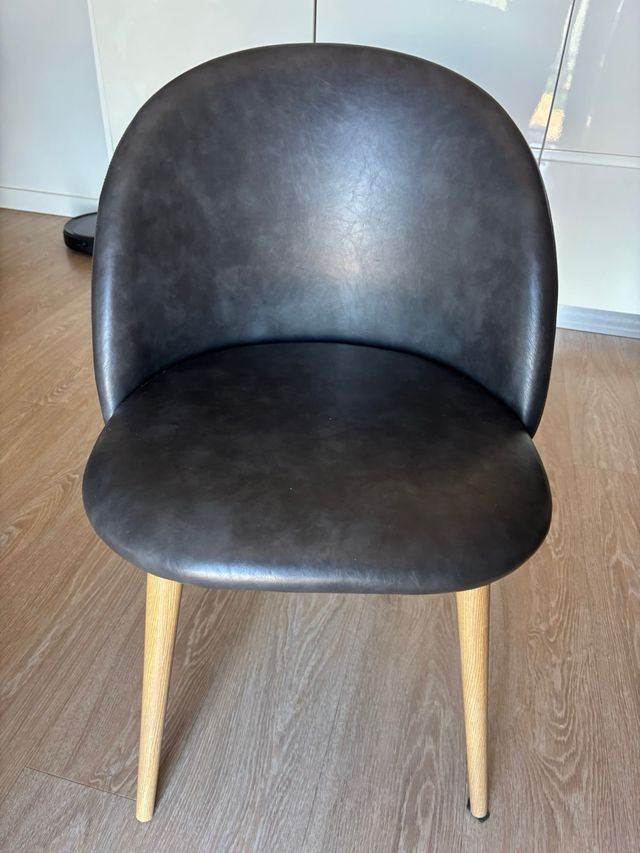  Silla Maisons du Monde Piel Negra