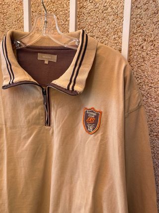 Sudadera Hombre Beige Cuello Cremallera Vintage