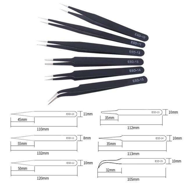 Set PINZETTE DA OROLOGIAIO 6 PEZZI ACCIAIO INOX