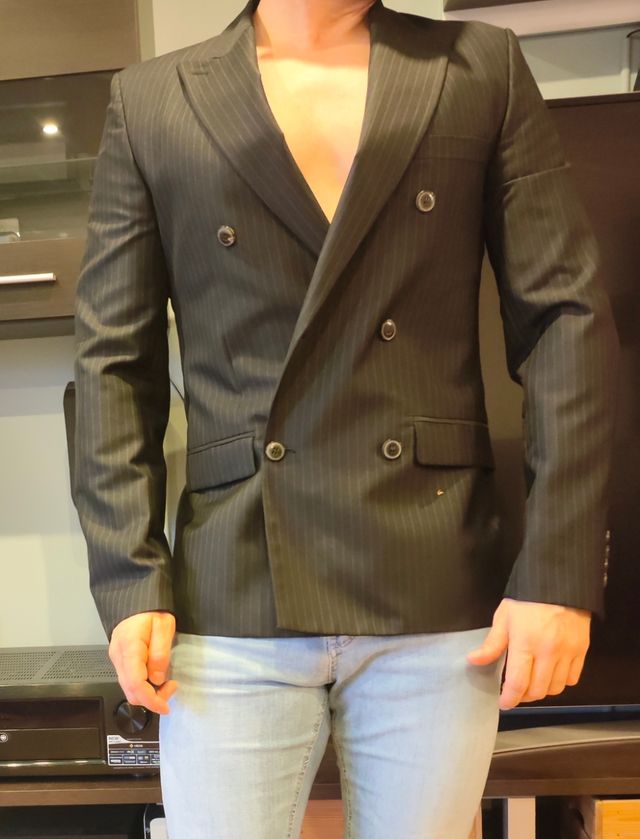 Americana Zara rallas negra/gris Talla M