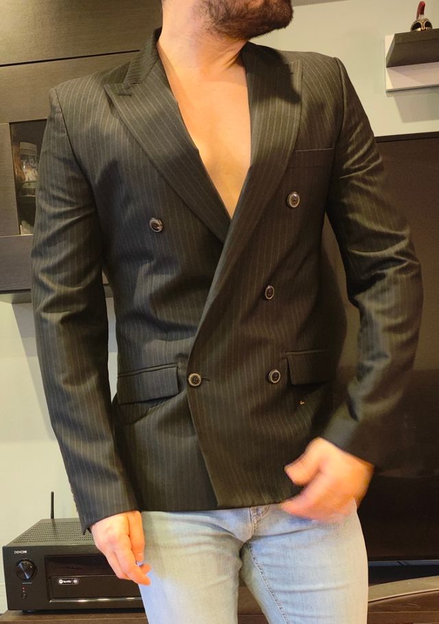 Americana Zara rallas negra/gris Talla M