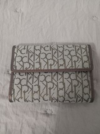 Portafoglio Calvin Klein in tessuto beige