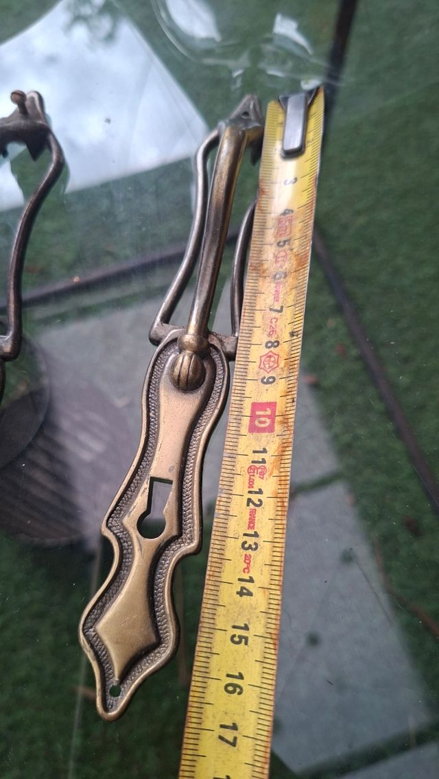 2 maniglie antiche in ottone dorato
