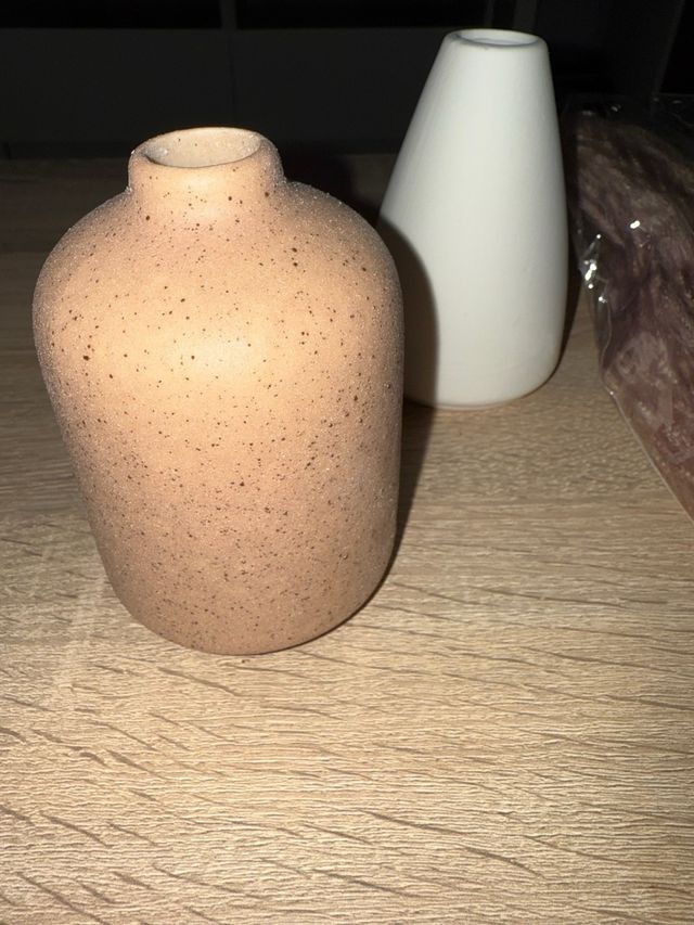 Juego de 2 jarrones de cerámica y flores secas