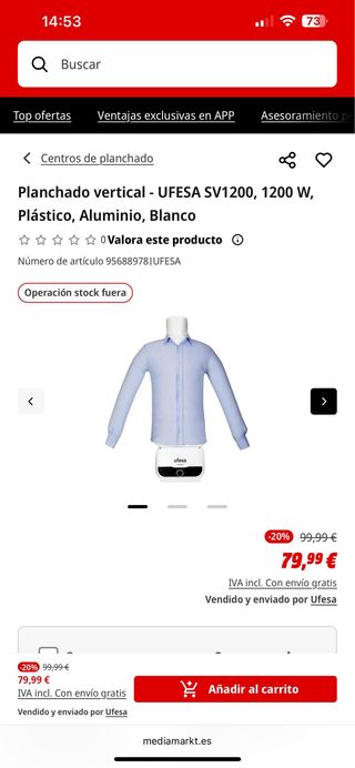 Ufesa SV1200 Secador y Planchador de Ropa