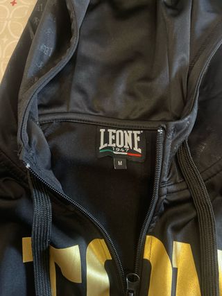 Sudadera Leone Negra con Logo Dorado