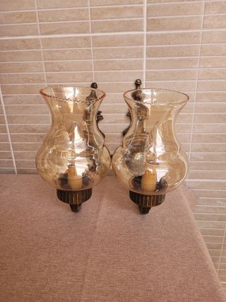 Coppia Applique Vetro Ambra