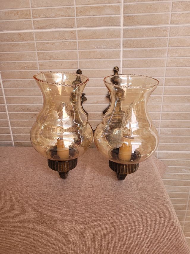 Coppia Applique Vetro Ambra