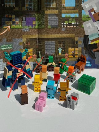 Set figurines Minecraft villager lama slime maiale