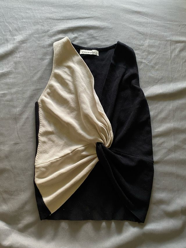 Top Vinceotto Mujer Beige y Negro