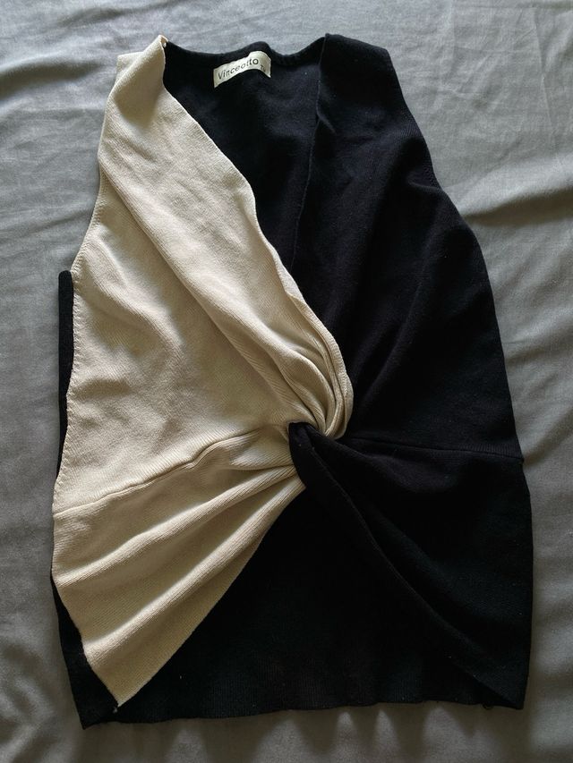 Top Vinceotto Mujer Beige y Negro