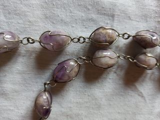 Collar Largo Amatista y Plata Vintage