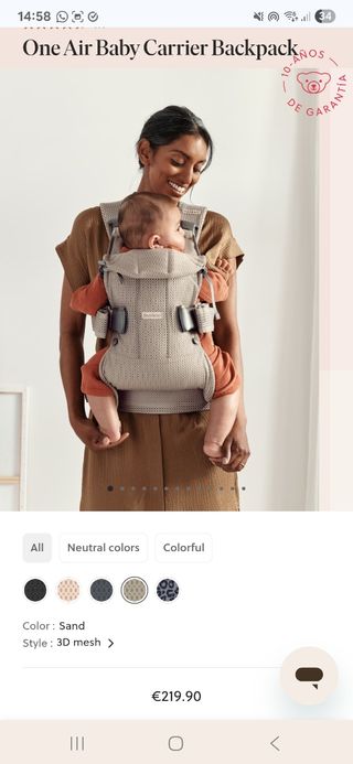 Mochila Portabebés BabyBjörn Gris