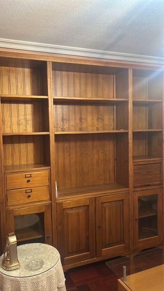 Mueble modular salón madera pino