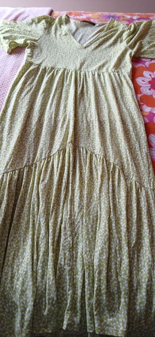 Vestido largo estampado floral verde