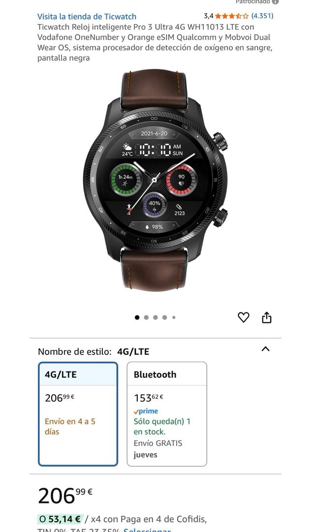 TicWatch Pro 3 Ultra Marrón WH11013