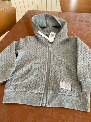 Felpa grigia con cappuccio per bimbo