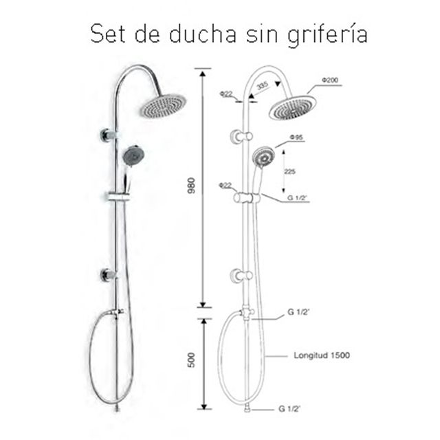 Set de ducha cromado