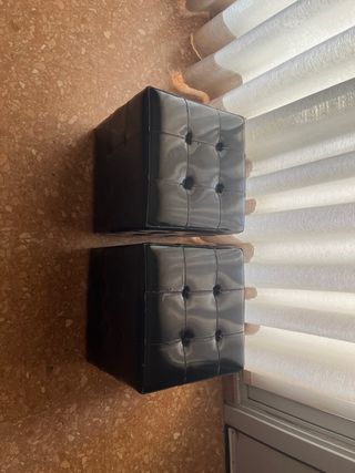 Pouf in ecopelle neri (2 unità)