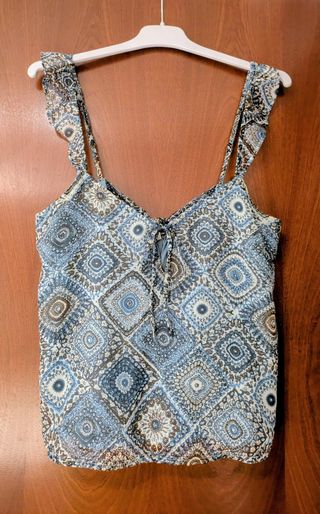 Blusa ONLY Tirantes Volantes Azul