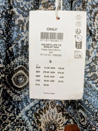 Blusa ONLY Tirantes Volantes Azul