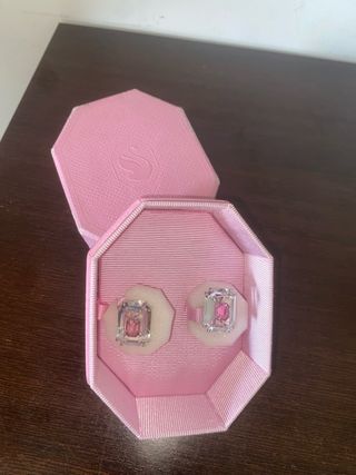 Pendientes Swarovski Cristales Rosa y Plata