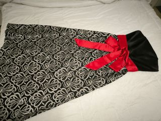 Vestido largo fiesta negro y rojo
