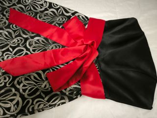 Vestido largo fiesta negro y rojo