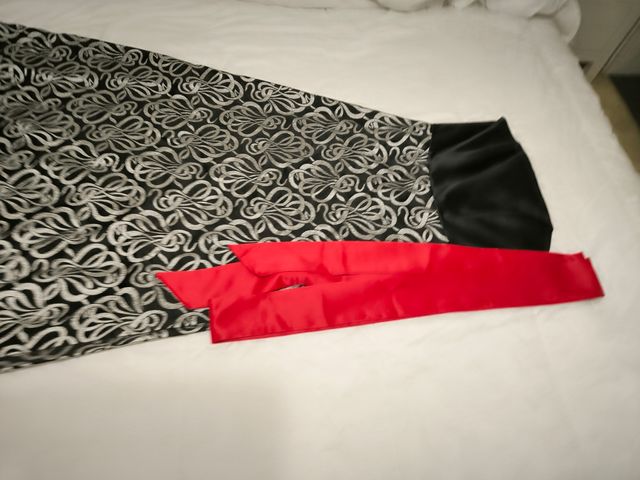 Vestido largo fiesta negro y rojo