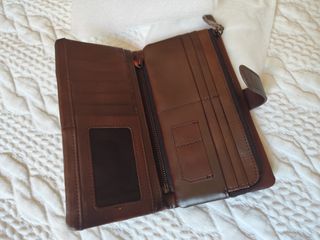 Billetera Larga vintage en auténtica piel.