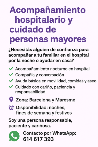 Acompañamiento hospitalario y
cuidado de personas
