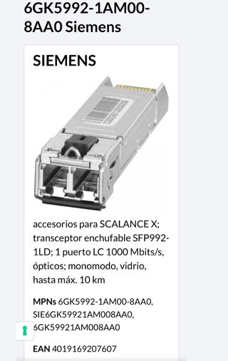 Transceptor Siemens SFP992-1LD SCALANCE X
